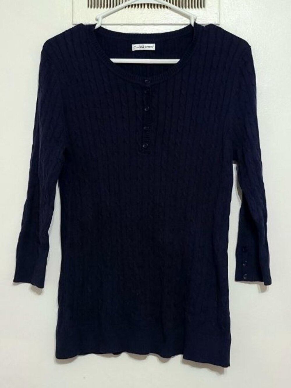 Navy Textured Knit Sweater